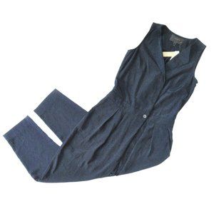 J.Crew Sleeveless Trench Jumpsuit in Navy Blue Pleated Soft Ankle Jumper 0